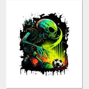 Alien Sports Player Soccer Futball Football - Graphiti Art Graphic Trendy Holiday Gift Posters and Art